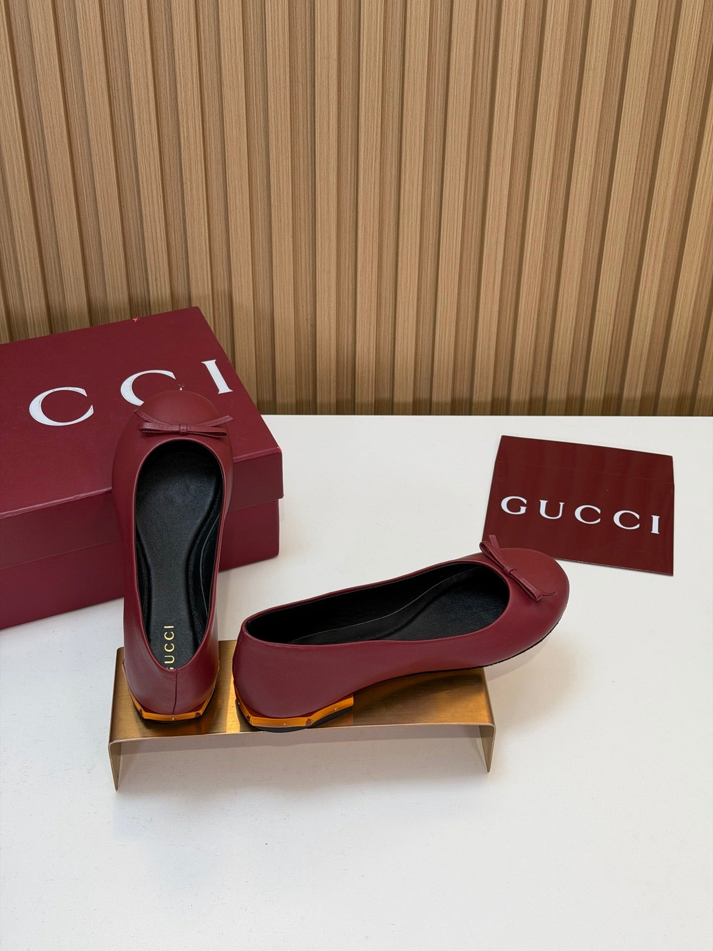 GG 26s Ballerina With Bamboo Flats Burgundy Sheepskin 997172