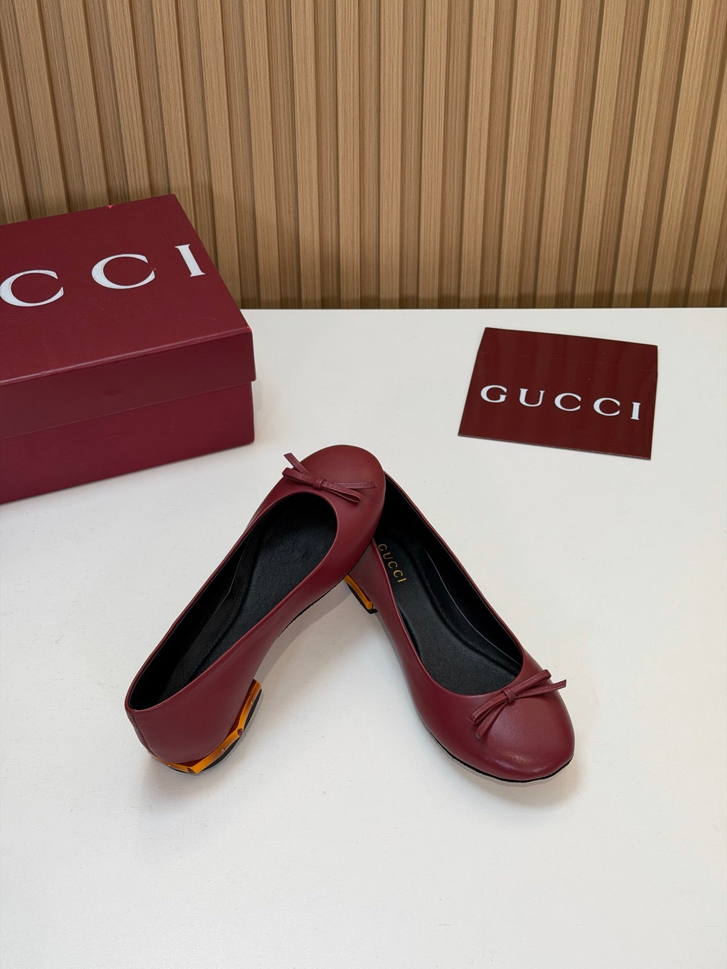 GG 26s Ballerina With Bamboo Flats Burgundy Sheepskin 997172