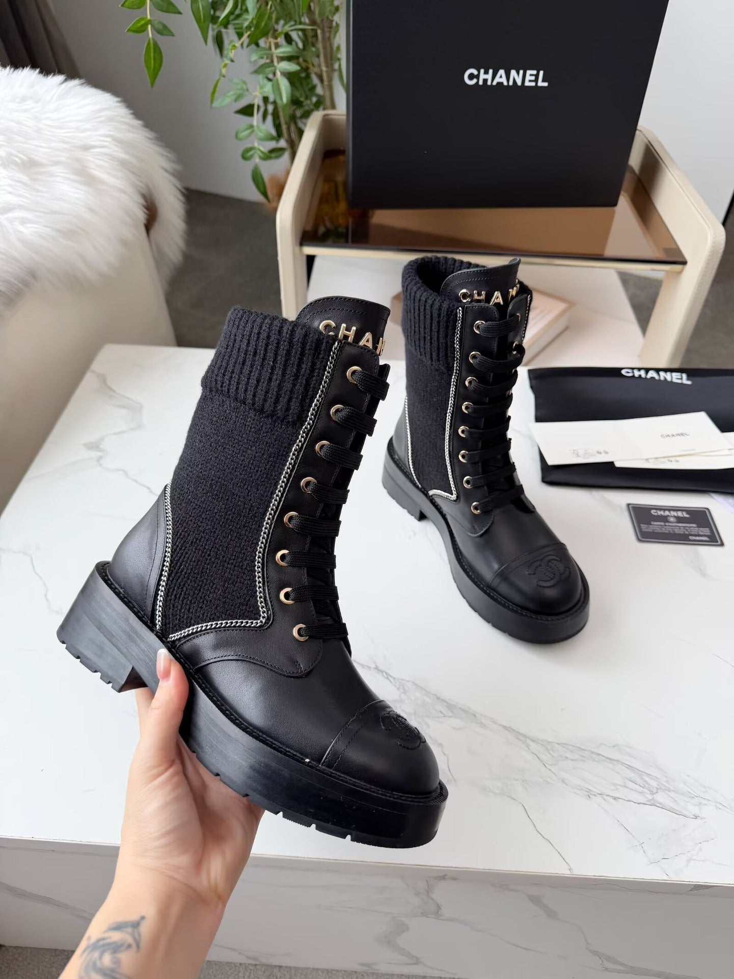 CC 26s Ankle Boot Black Leather Wool