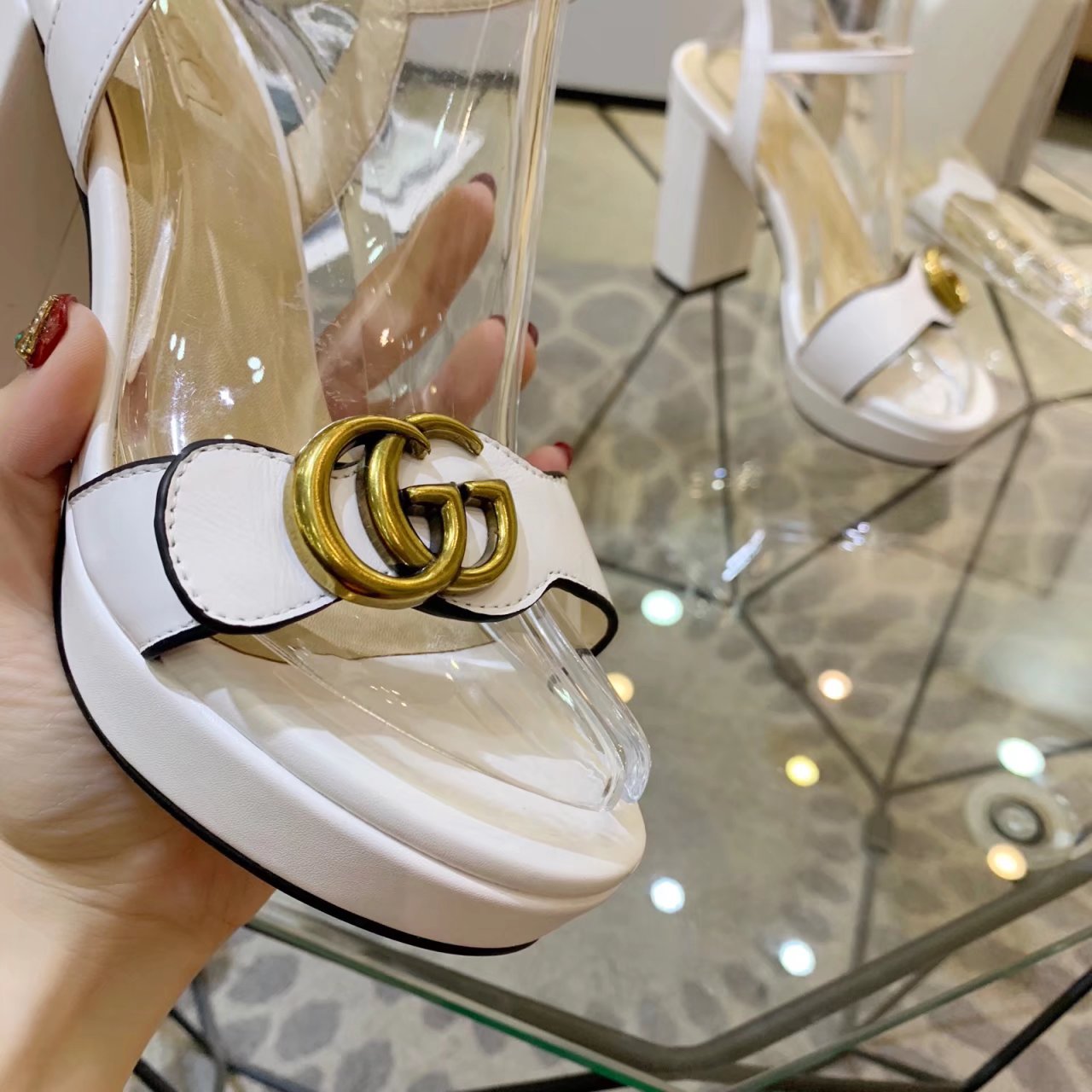 GG 26s Marmont Sandals 10cm Sandals White Leather 926705