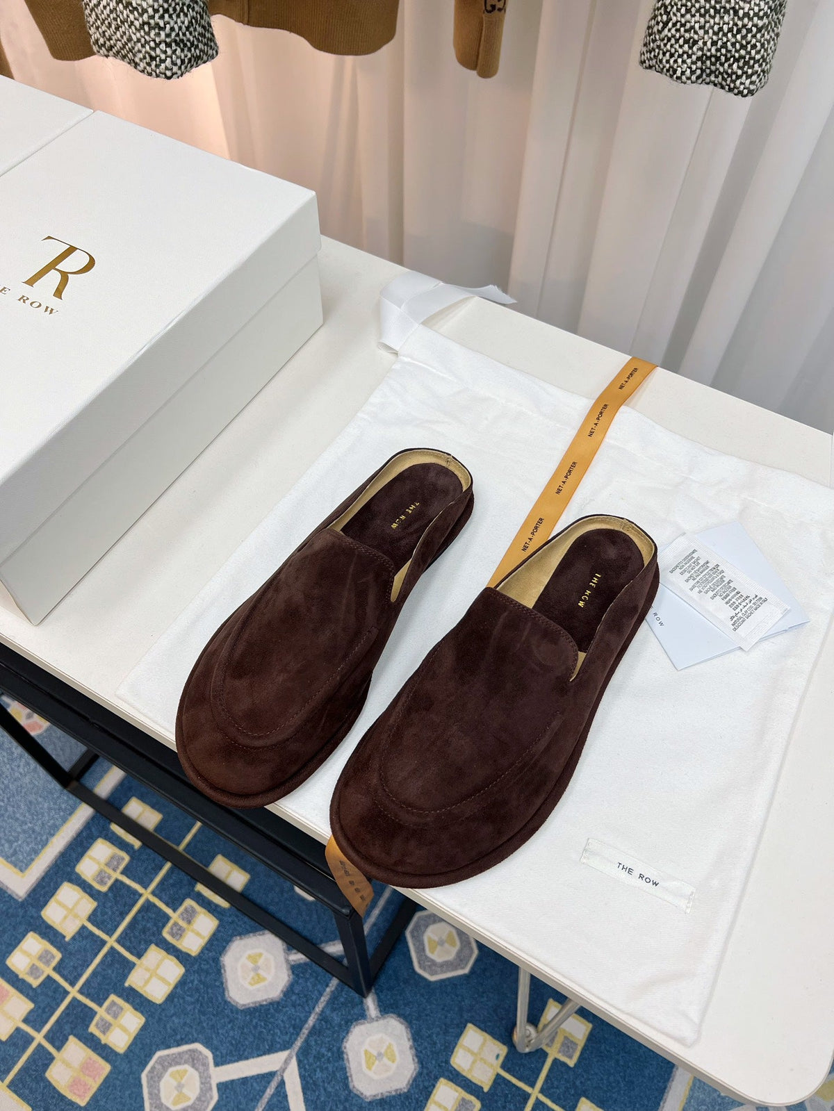 The Row 26s Loafer Mule Flat Dark Brown Suede 146477