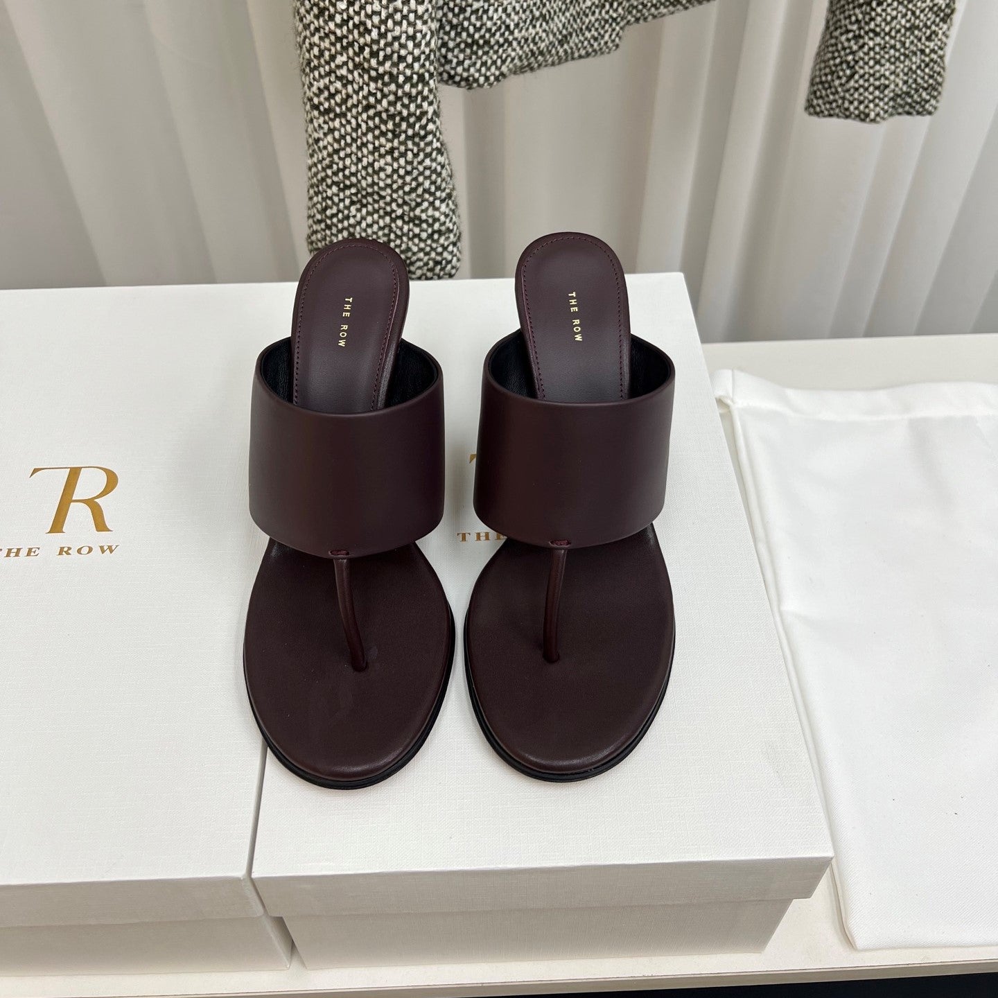 The Row  Heel Sandals 50mm Dark Brown Calfskin 324736