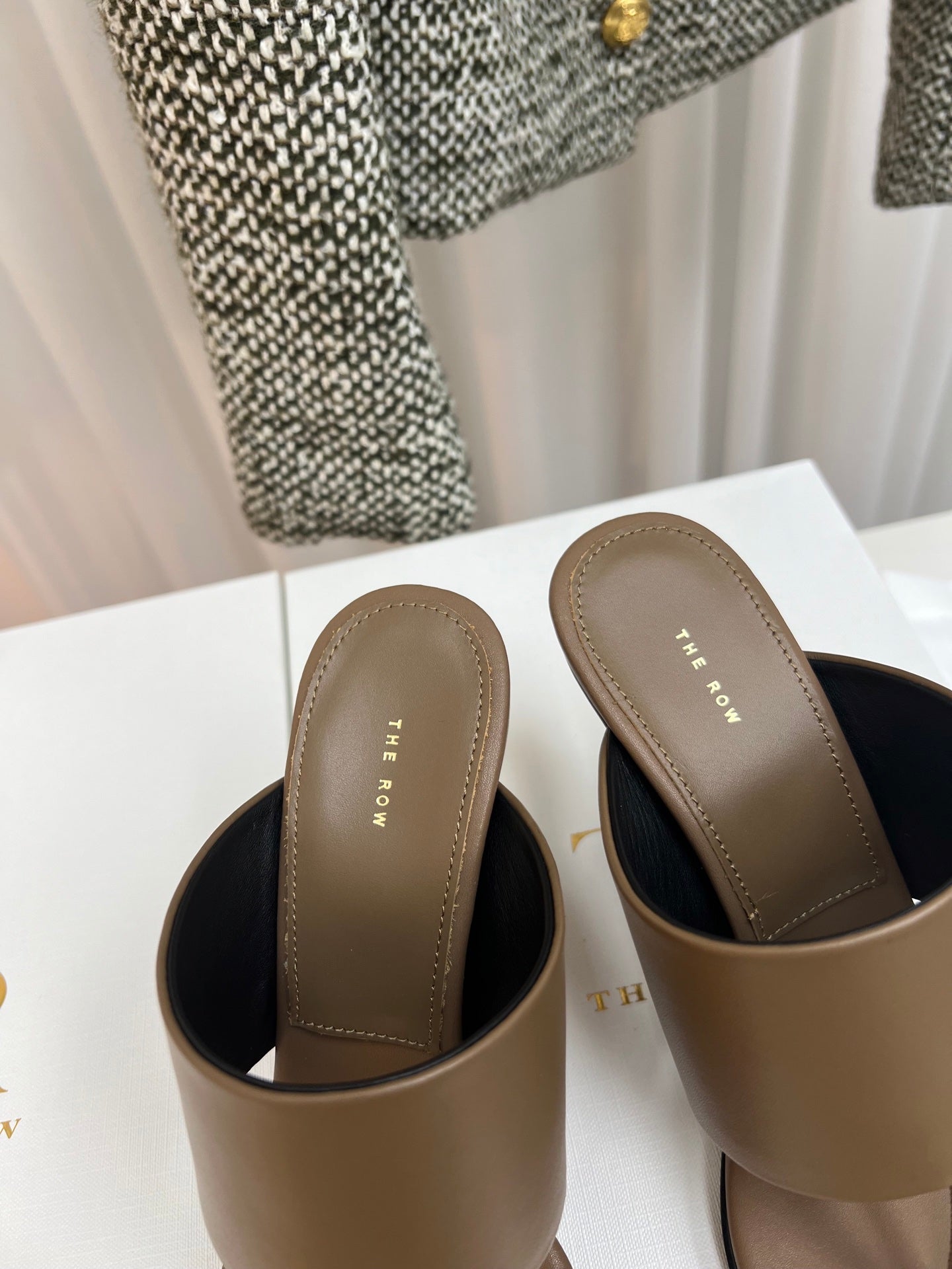 The Row  Heel Sandals 50mm Brown Calfskin 324738