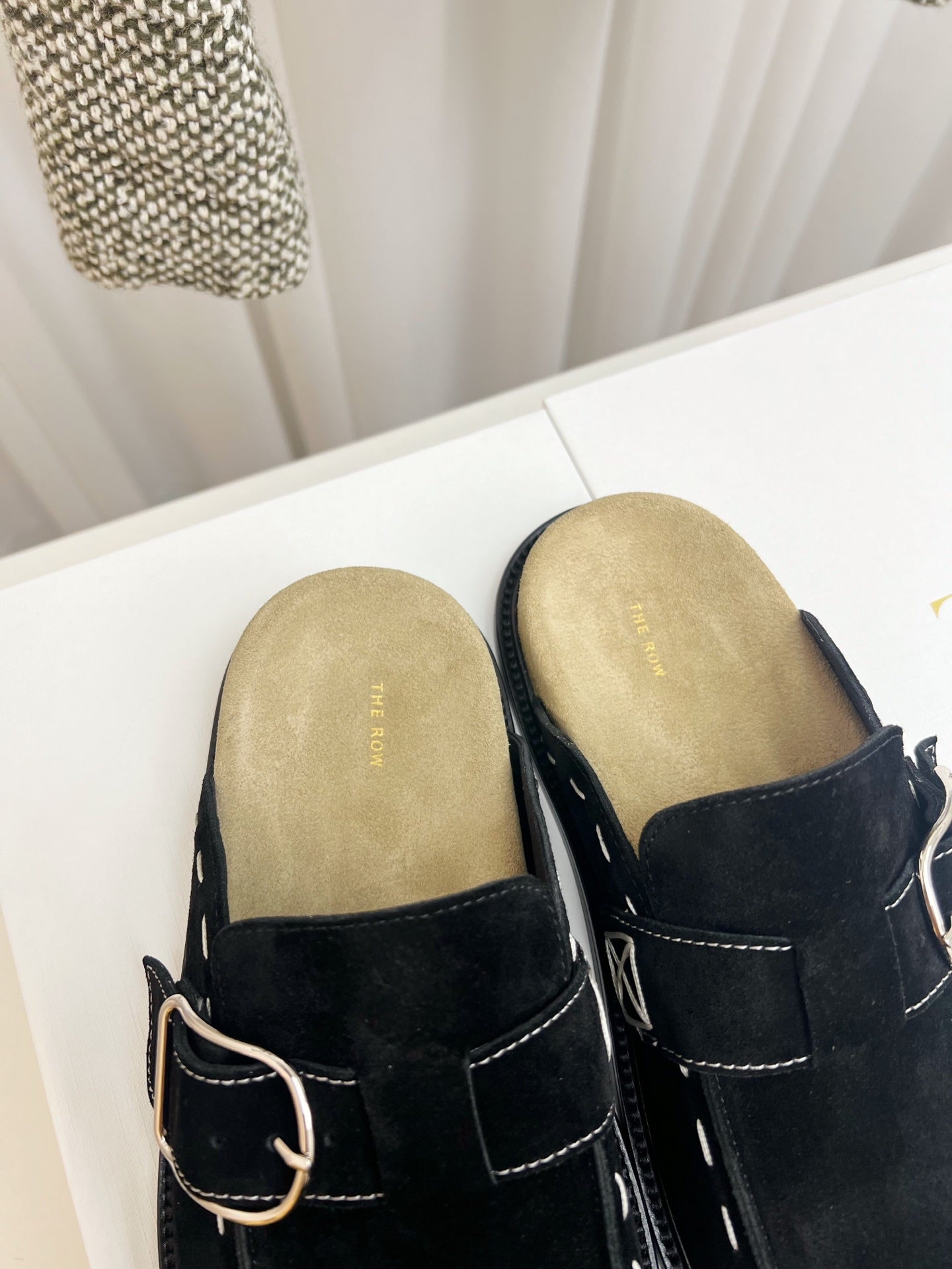 The Row 26 Birkenstock Slippers Black Suede 832675