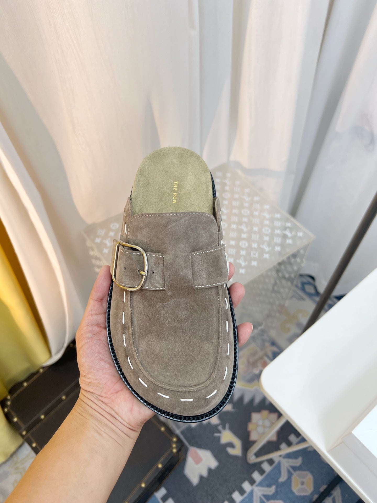 The Row 26 Birkenstock Slippers Taupe Suede 832677