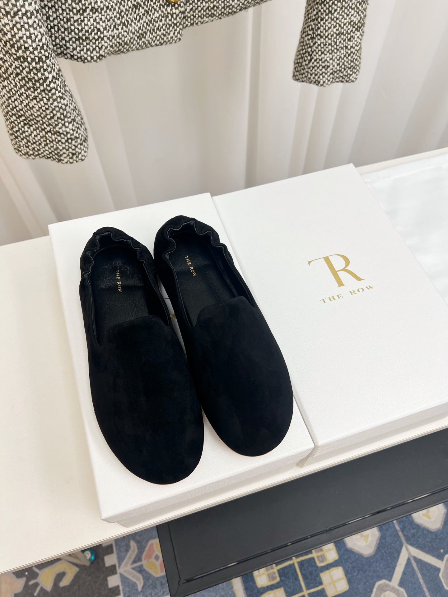 The Row Casa Ballet Flat Black Suede 832670
