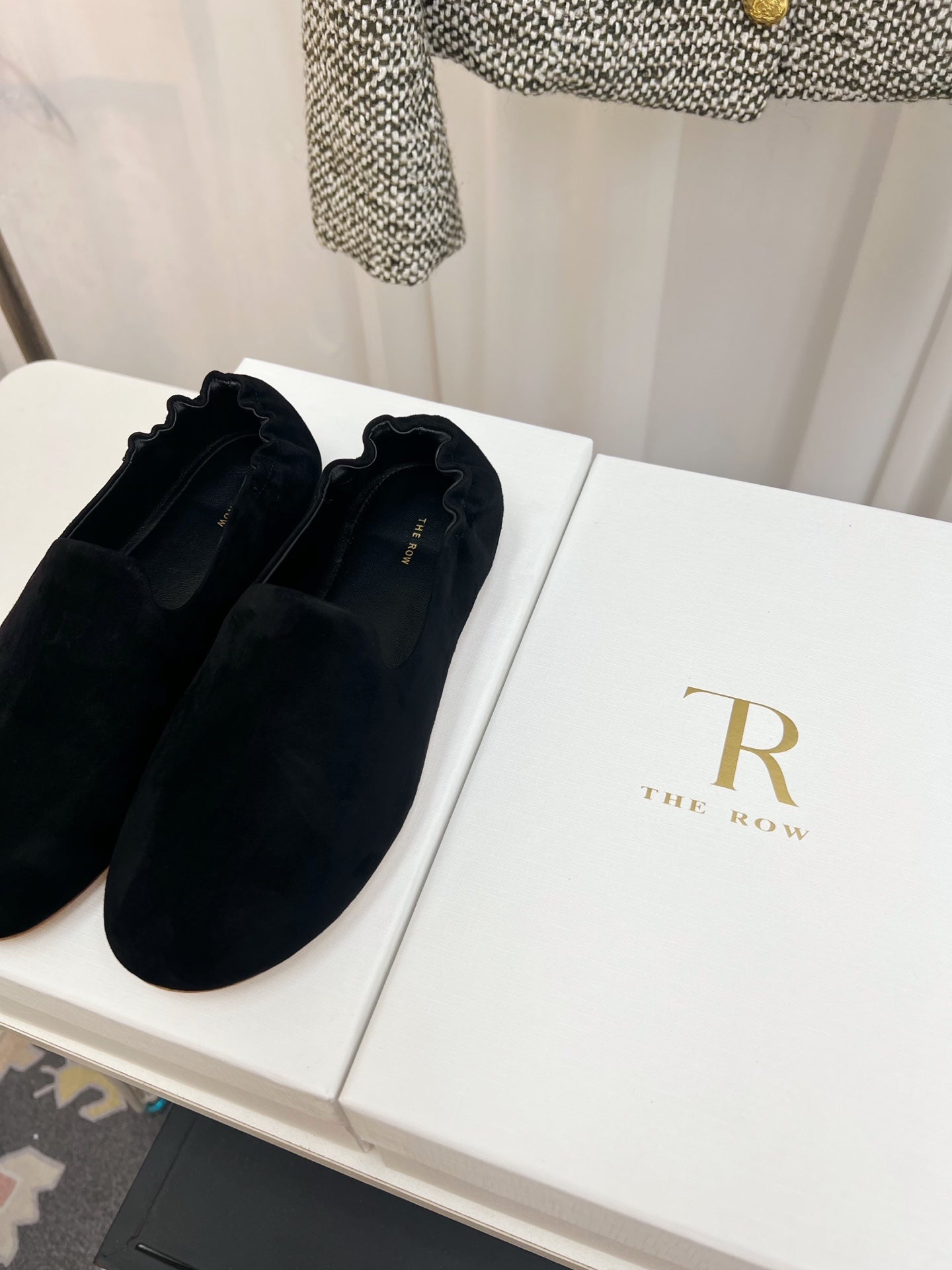 The Row Casa Ballet Flat Black Suede 832670