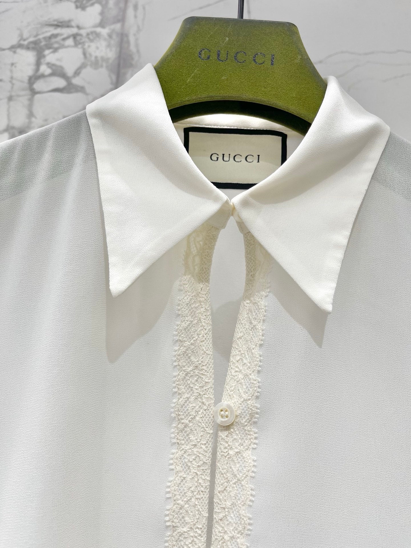 GG 26s Georgette Shirt White Lightweight Silk 408670