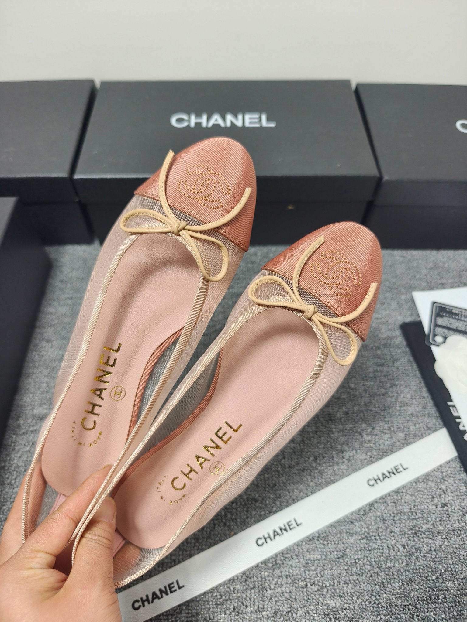 CC 26s Ballet Flat Pink Mesh Fabric Sheepskin 681979