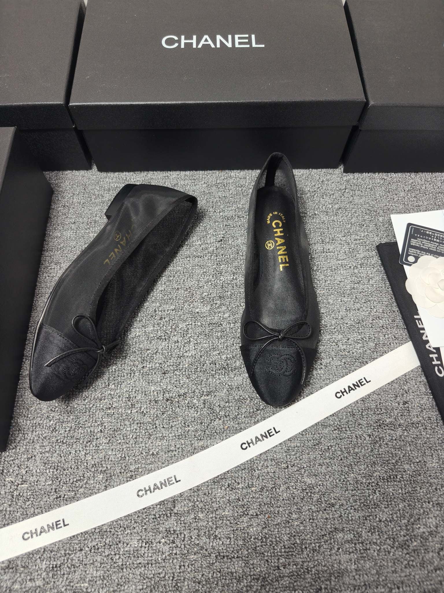 CC 26s Ballet Flat Black Mesh Fabric Sheepskin 681982