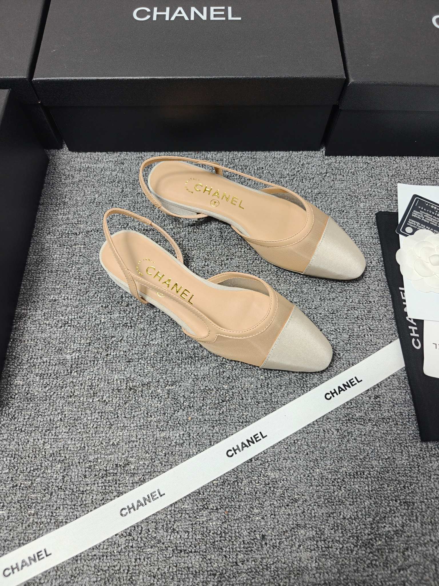 CC 26s Slingback Beige Mesh Fabric Sheepskin 682001