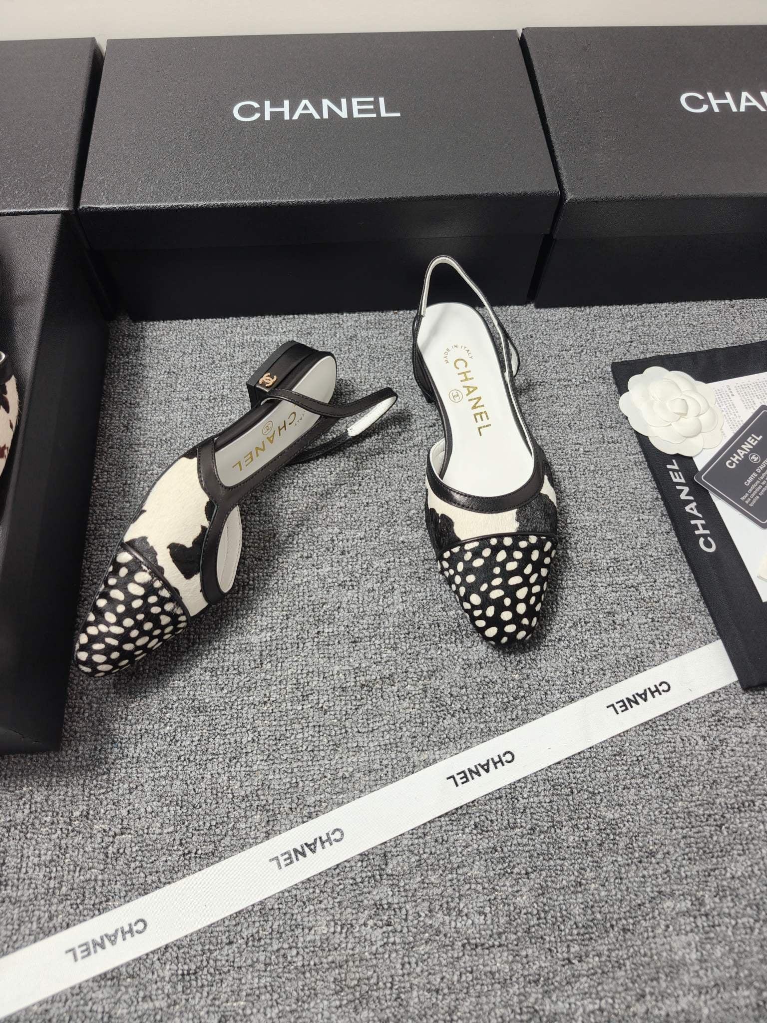 CC SS 2026 Slingbacks Flat White Black Calfskin Lambskin