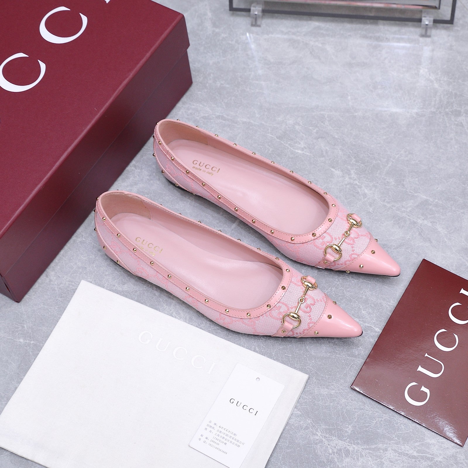 GG Savoy Ballerina Light Pink Denim Leather 864280