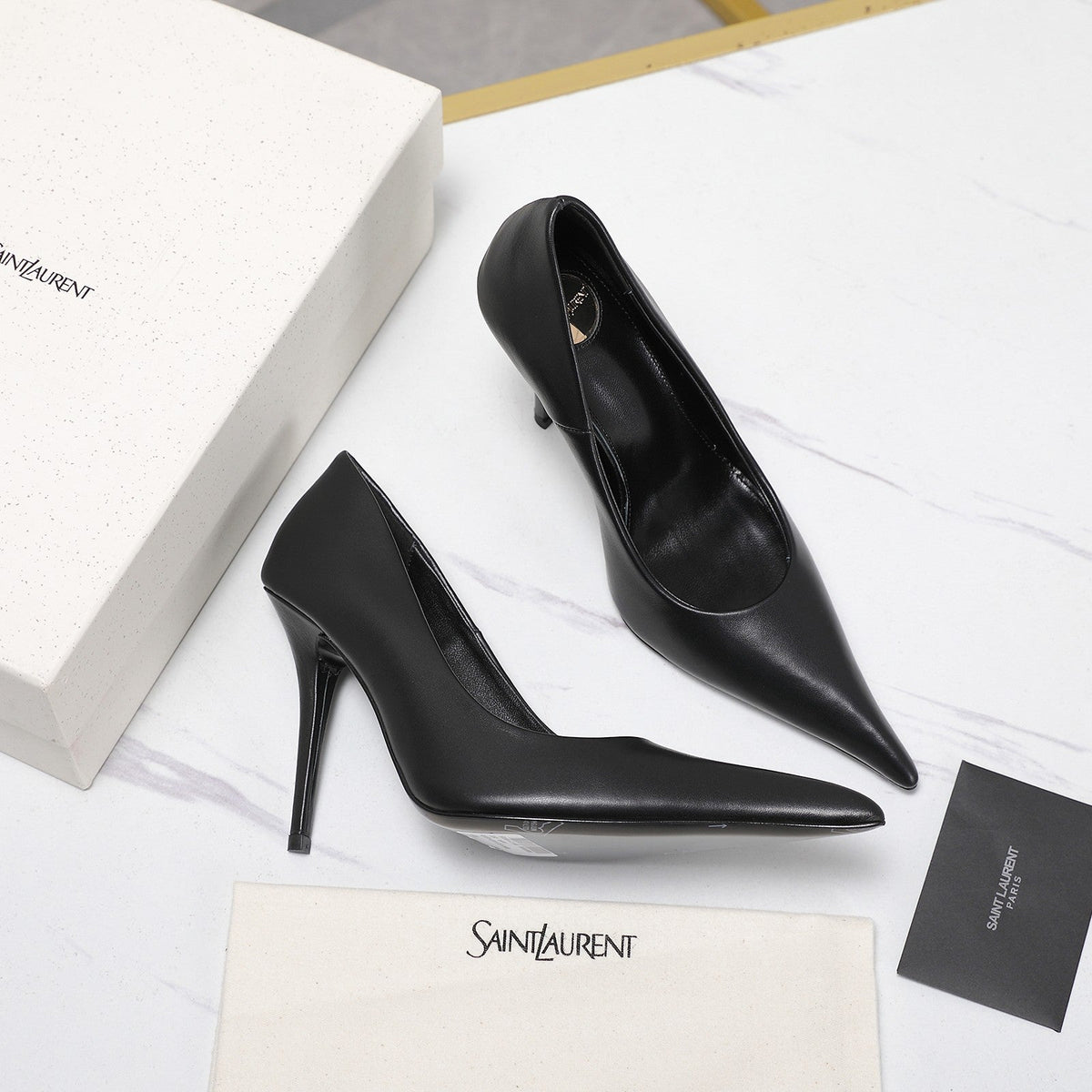 YSL 26s Zoe Pumps Black Black Leather 125853