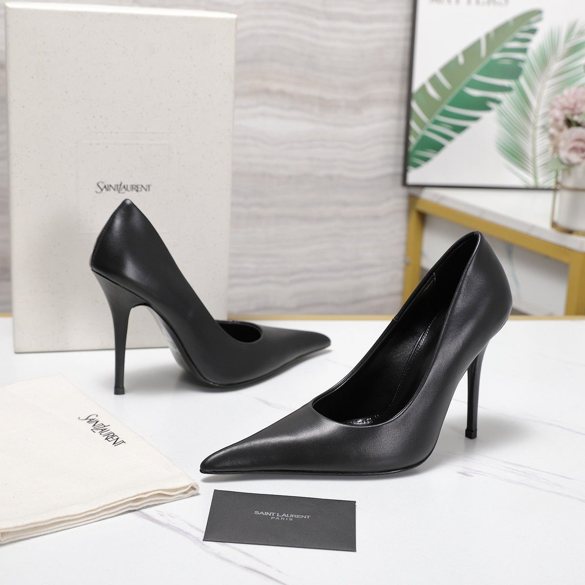 YSL 26s Zoe Pumps Black Black Leather 125853