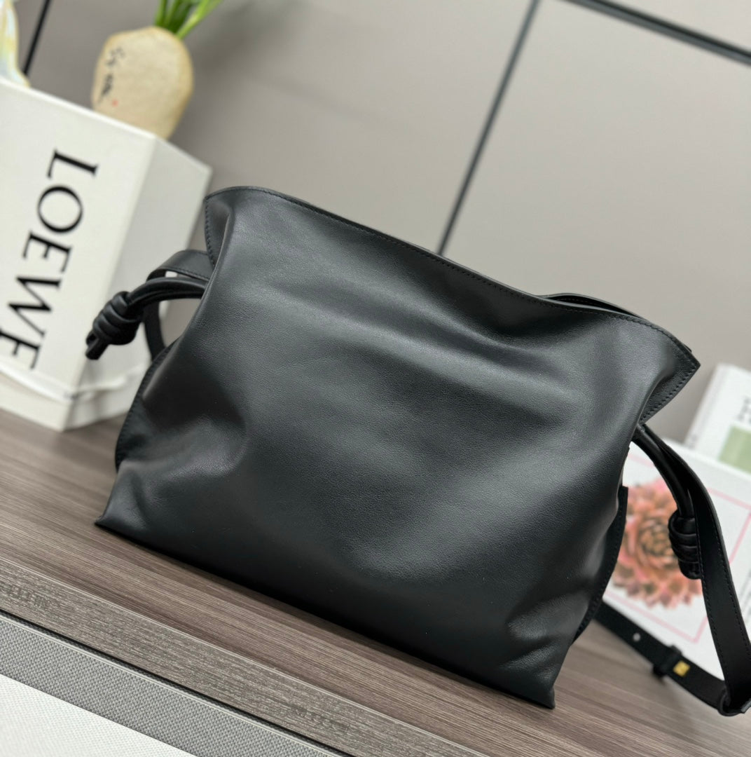 Loew Medium Flamenco Clutch 30cm Black Lambskin
