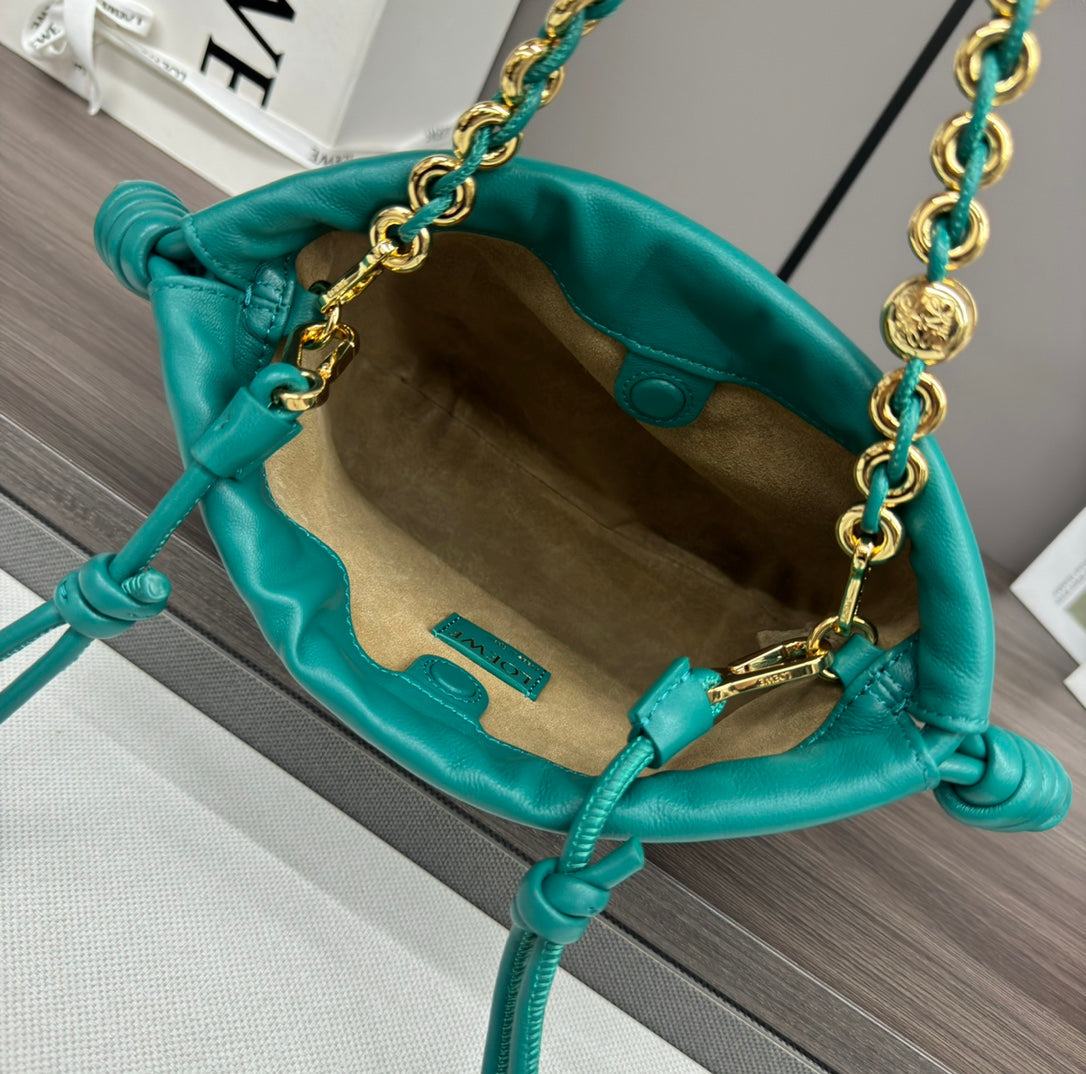 Loewe Flamenco Purse 23 Turquoise Blue Lambskin Ghw