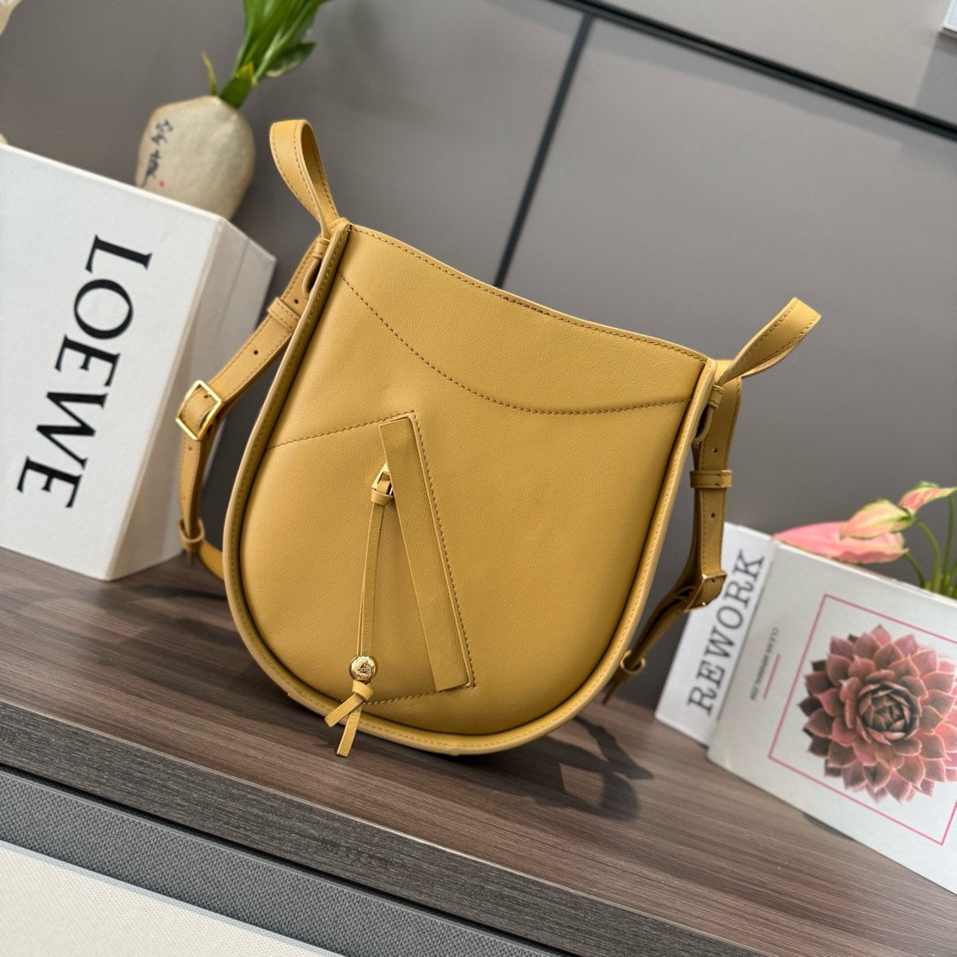 Loewe Hammock Slice Bag Golden-Brown Shiny Calfskin