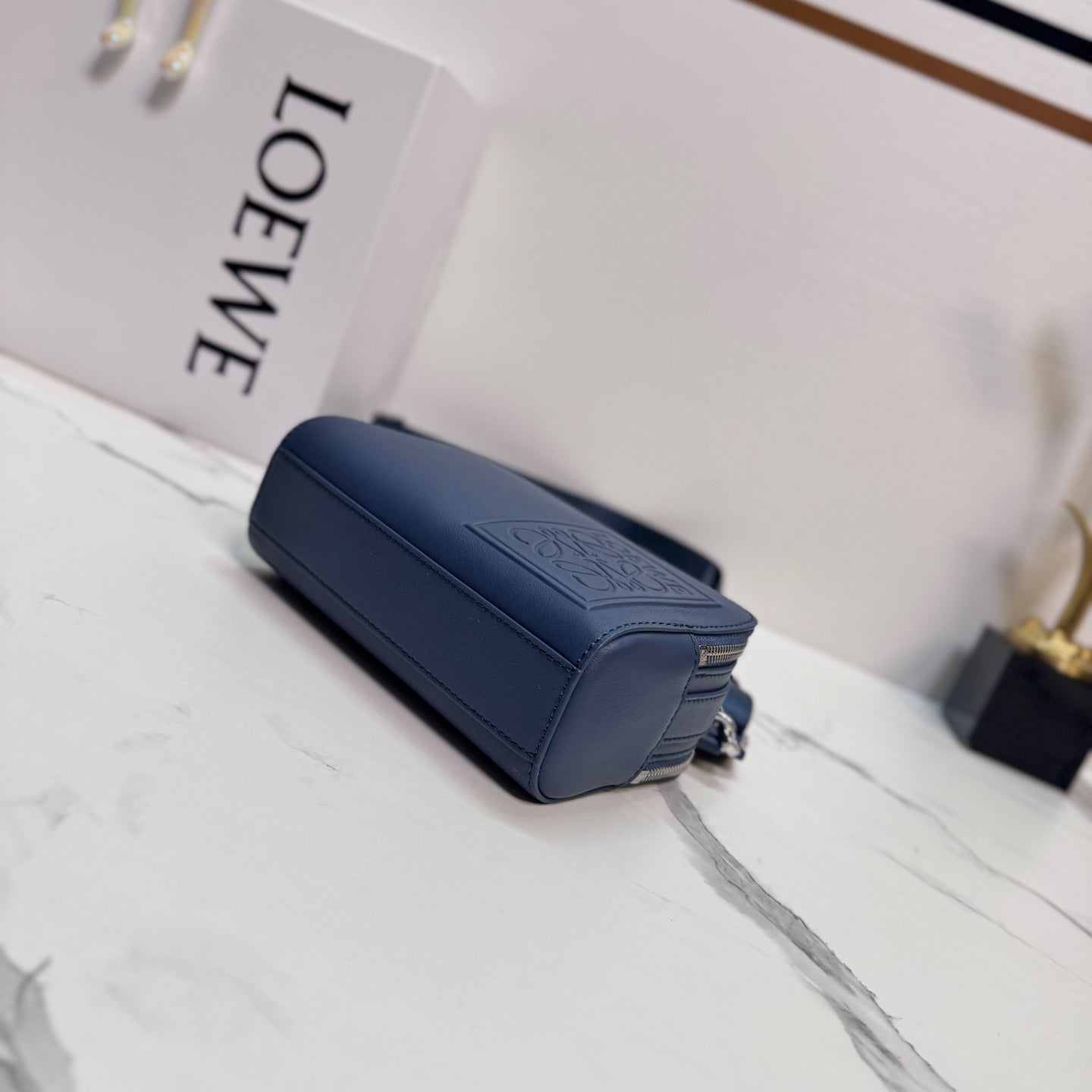 Loewe Mini Crossbody Camera Bag Navy Blue Calfskin