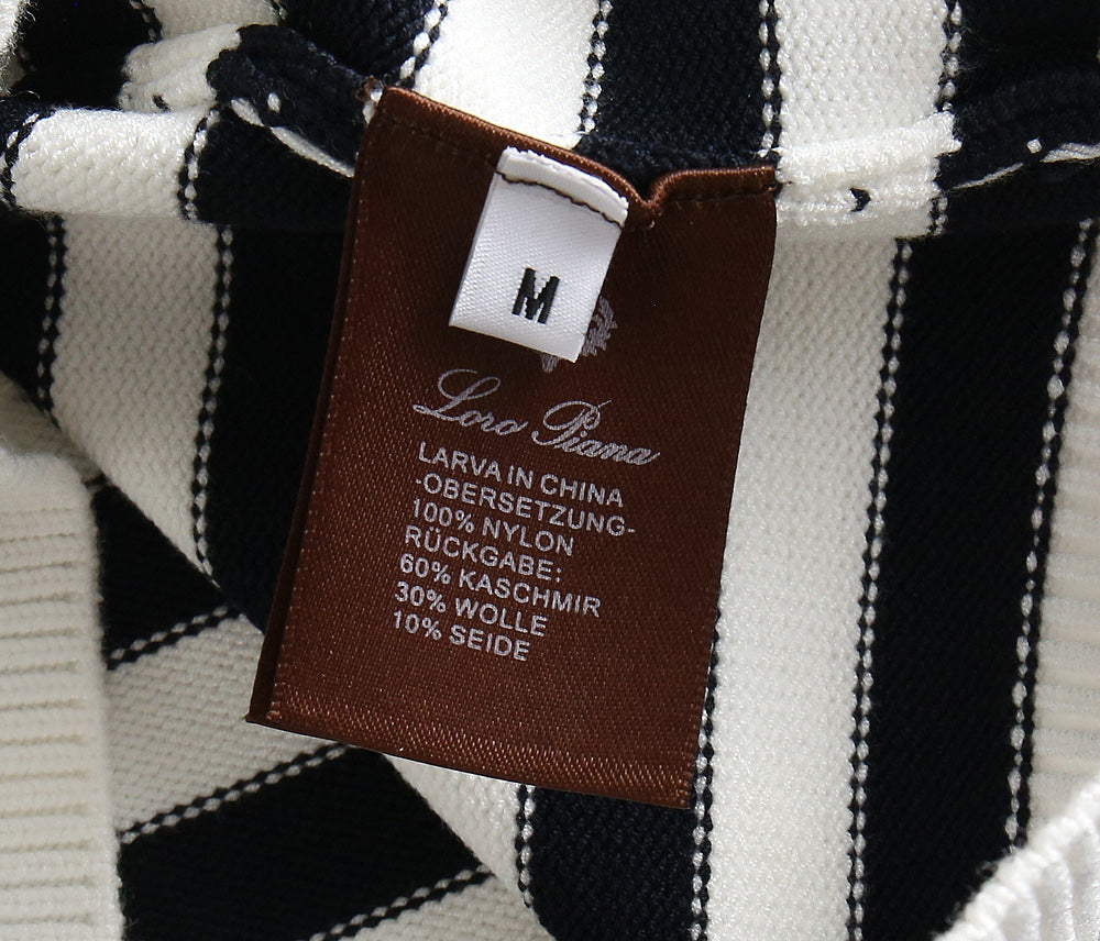 Loro Piana 26s Men Striped Crewneck Sweater Cashmere Wool Silk 434246