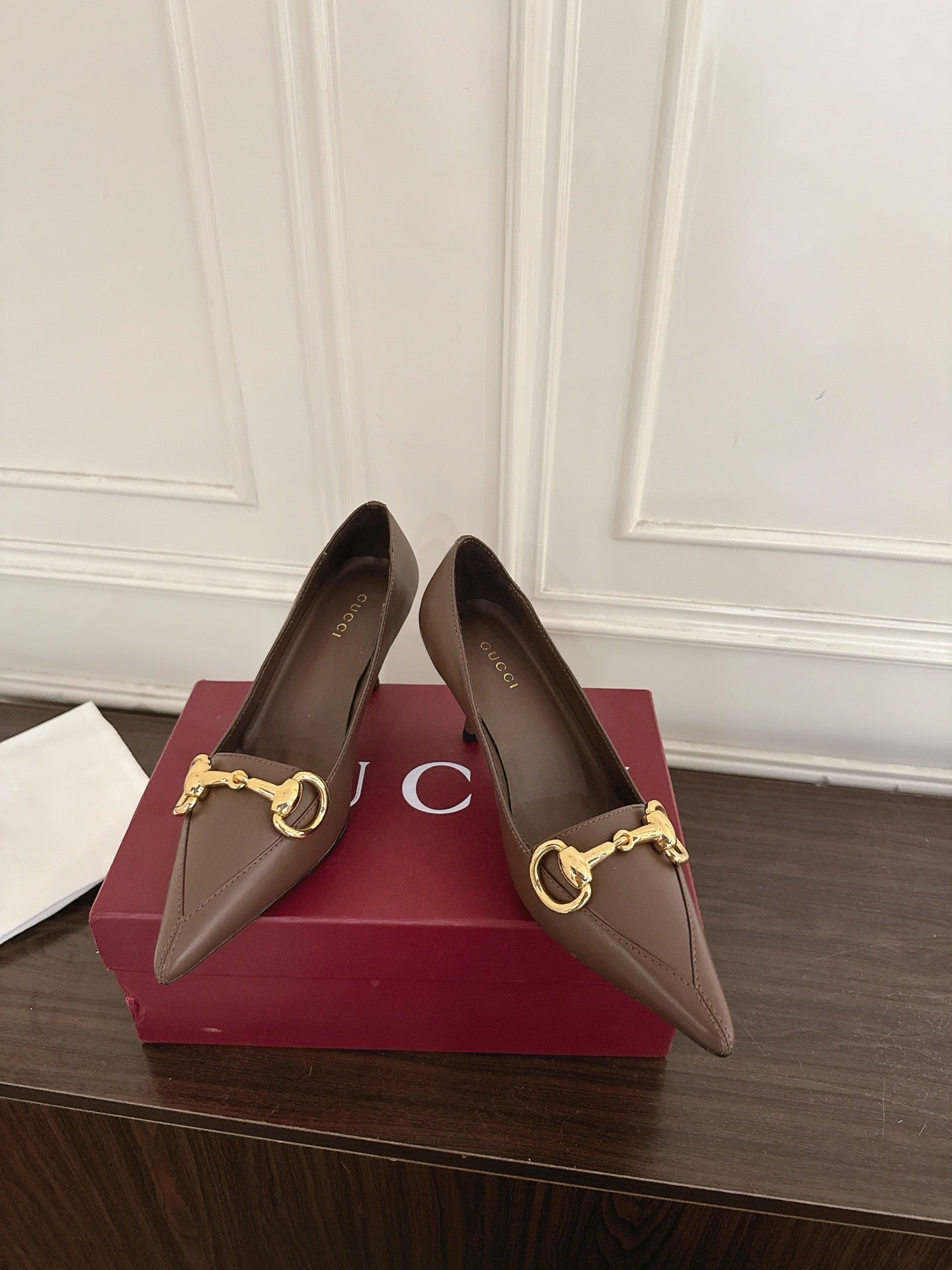 GG Boulevard Pumps 7.5cm Coffee Leather 888852