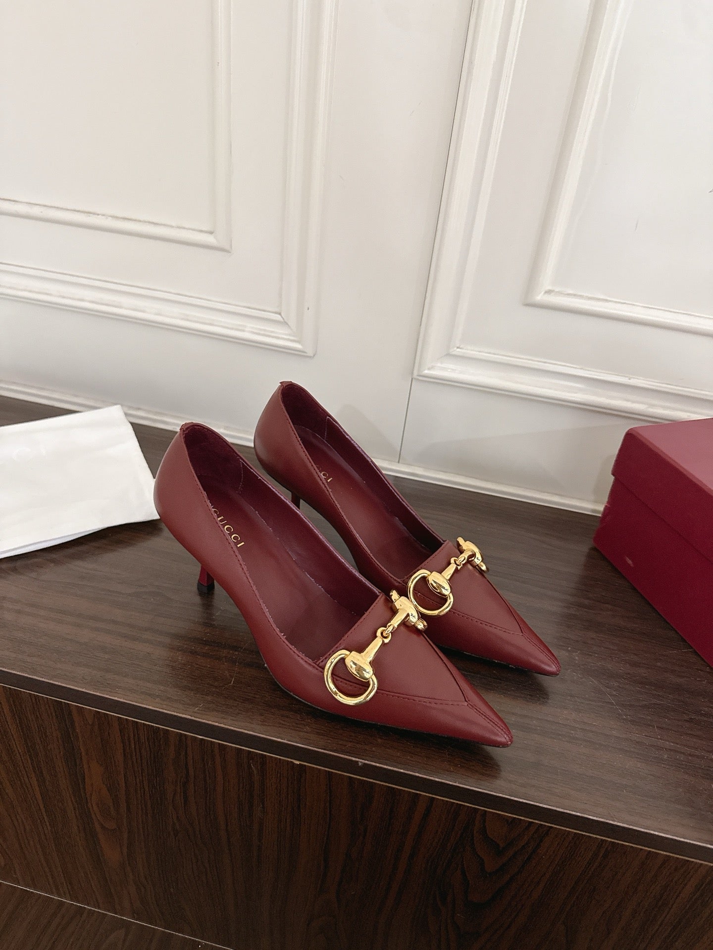GG Boulevard Pumps 7.5cm Burgundy Leather 888855
