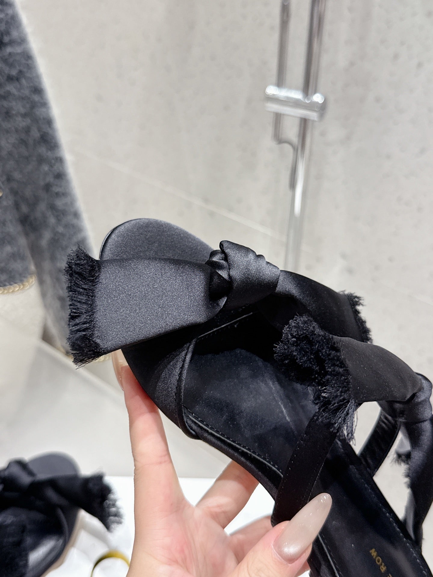 The Row Mule Sandals Black Satin And Sheepskin 338380