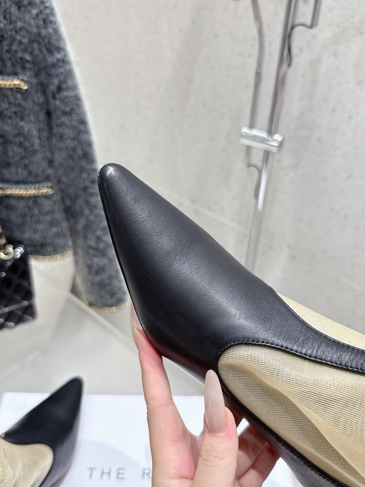 The Row Bootie 3.5cm Beige Mesh And Black Calfskin 338384