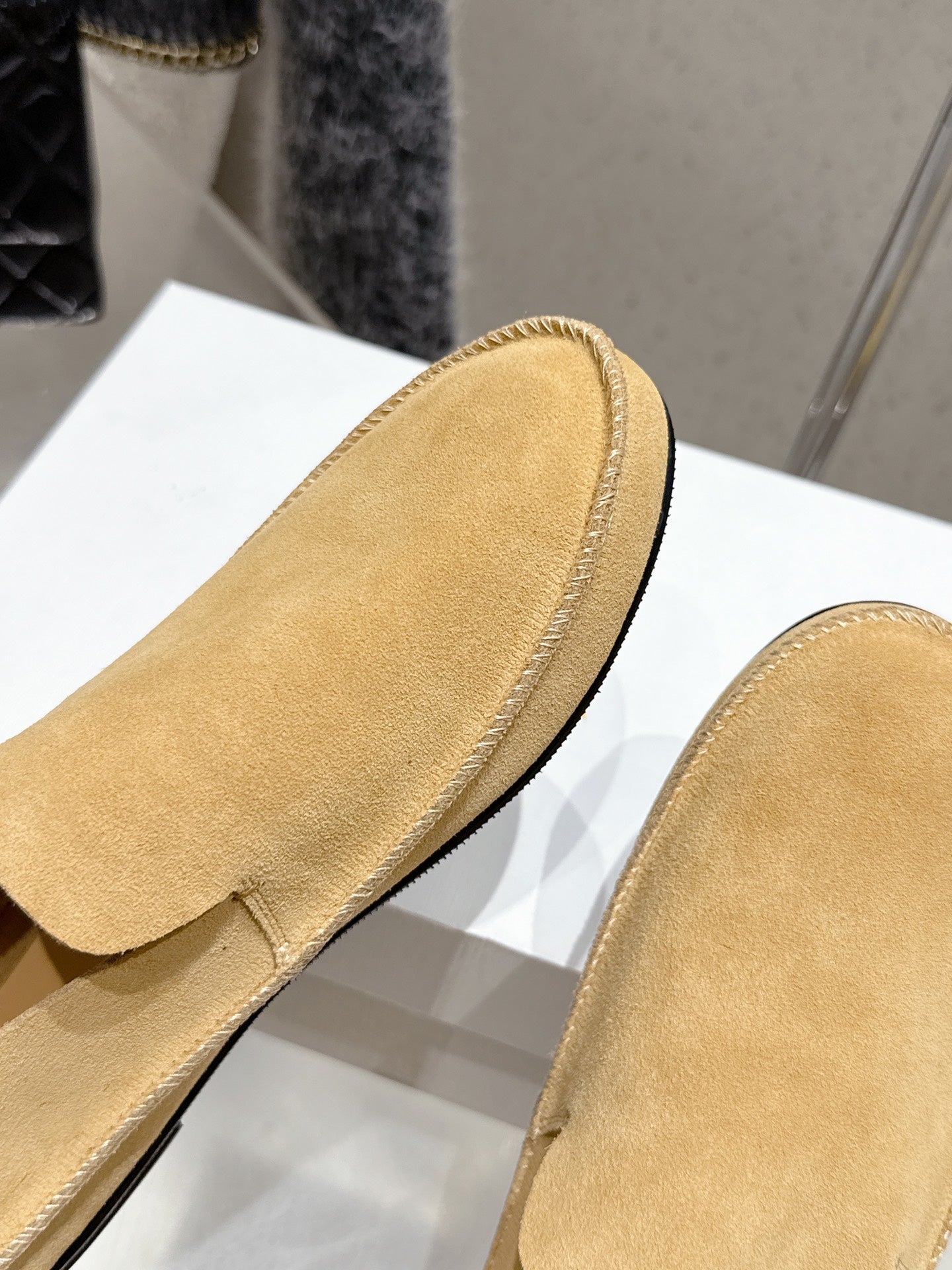 The Row Tyler Loafer Light Beige Suede 338393