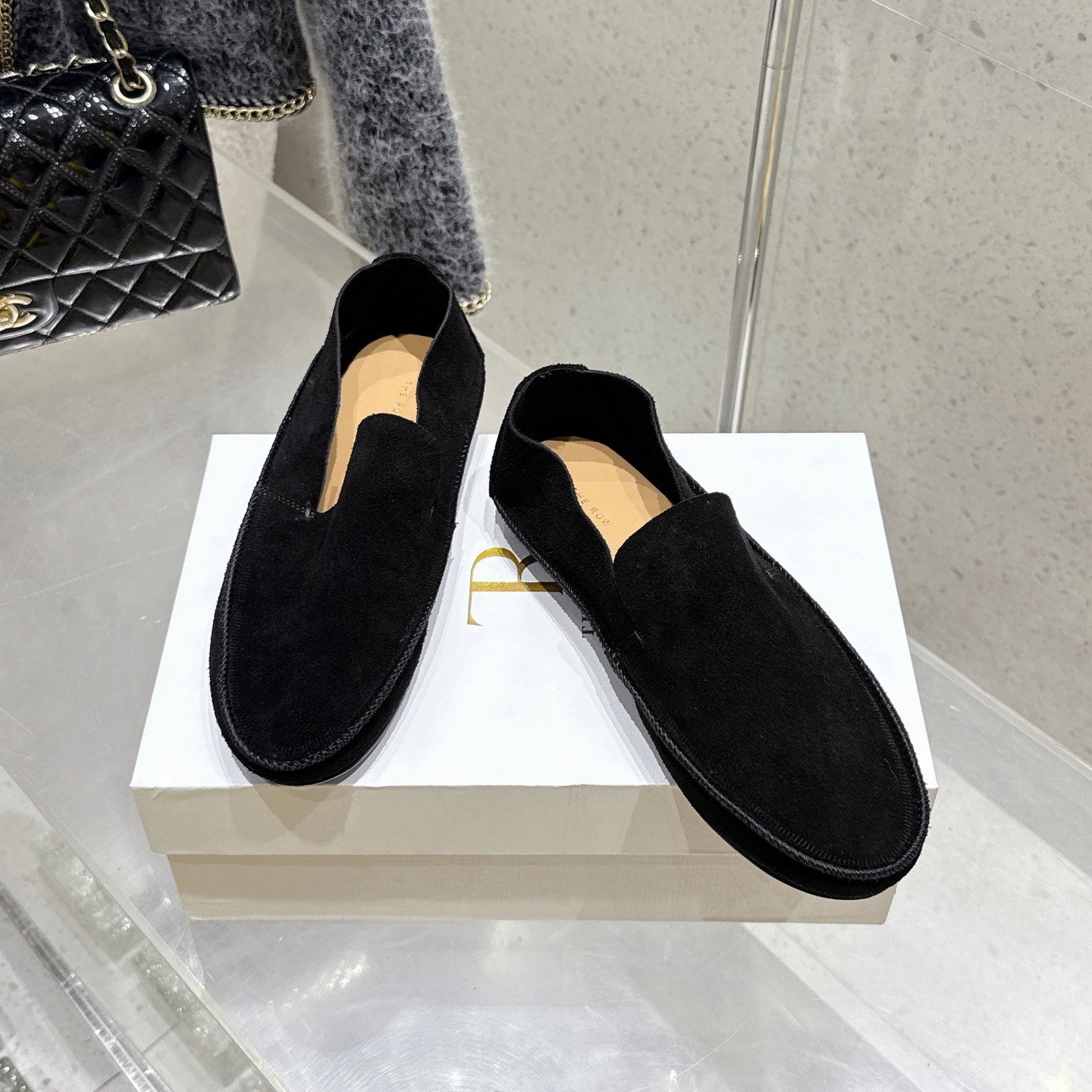 The Row Tyler Loafer Black Suede 338395