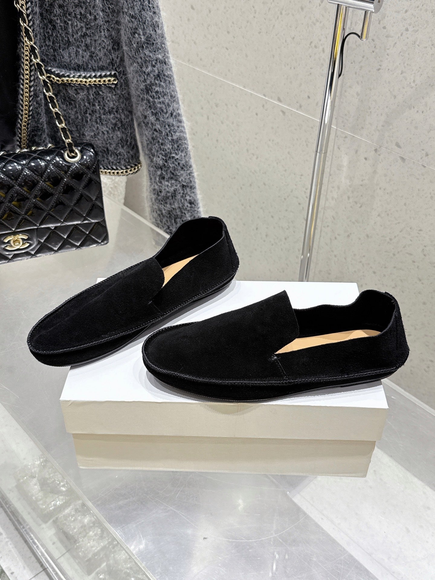 The Row Tyler Loafer Black Suede 338395