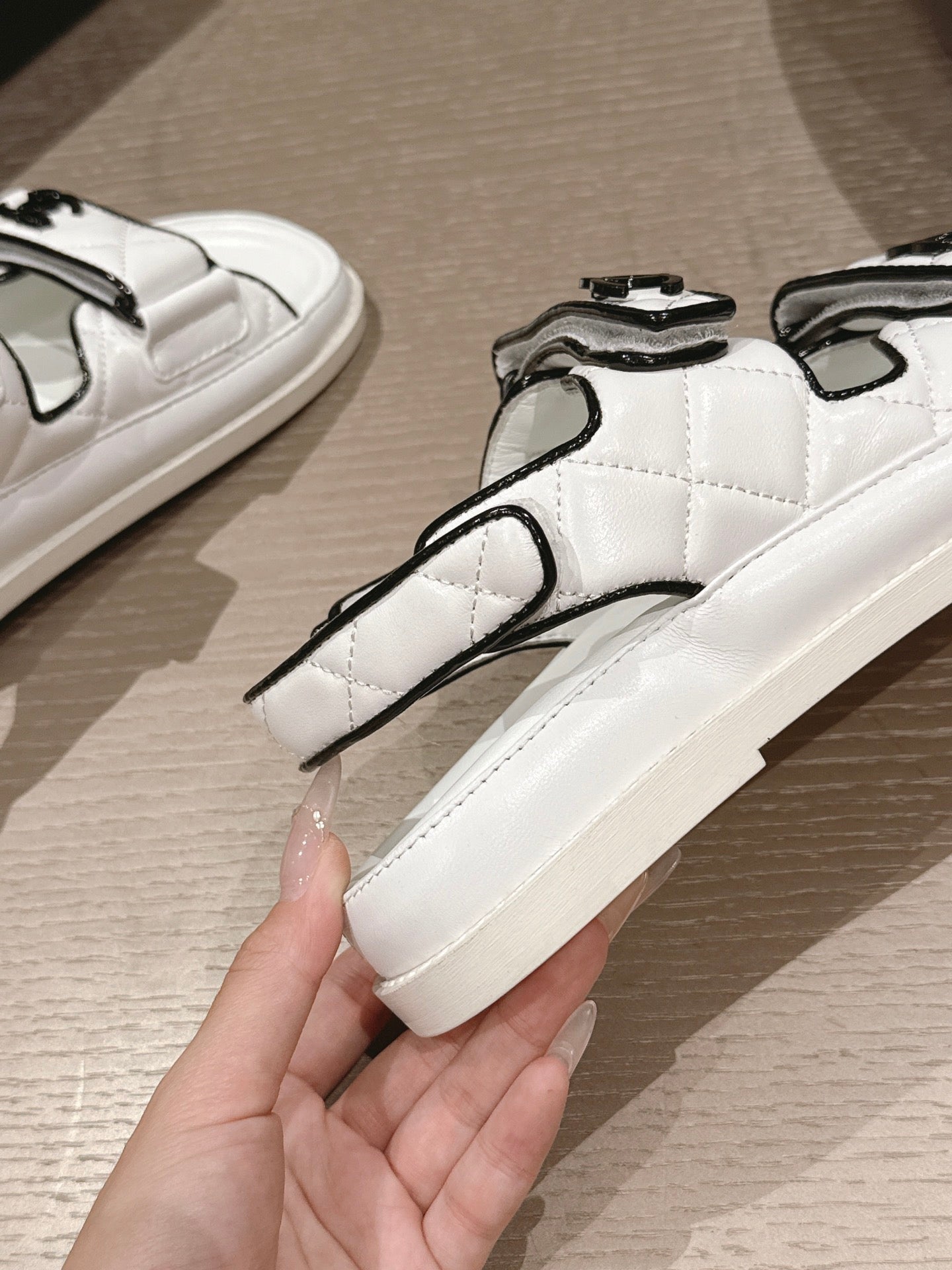 CC 26s Dad Sandal White Black Lambskin 762924
