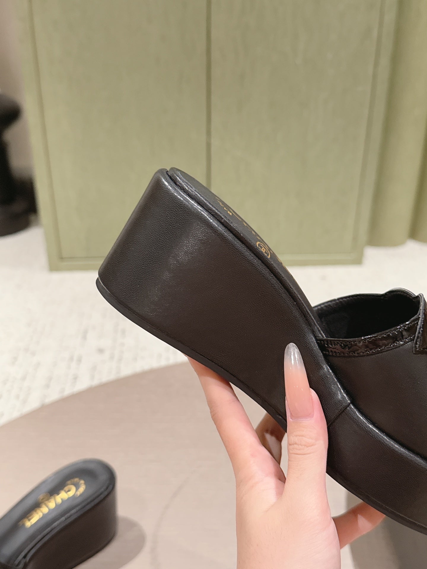 CC 26s Platform Mules Black Patent Leather Lambskin 916986