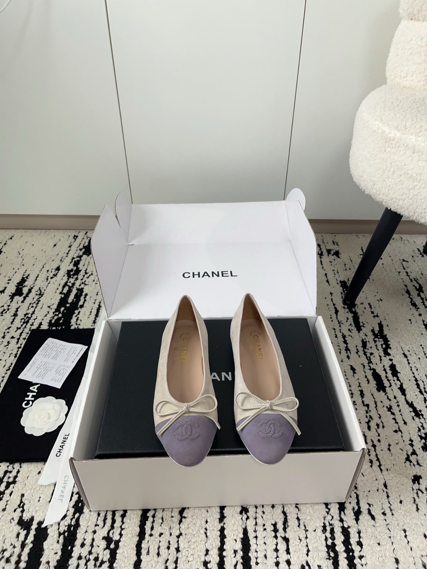 CC 26A Ballet Flat Taupe Purple Suede 900745