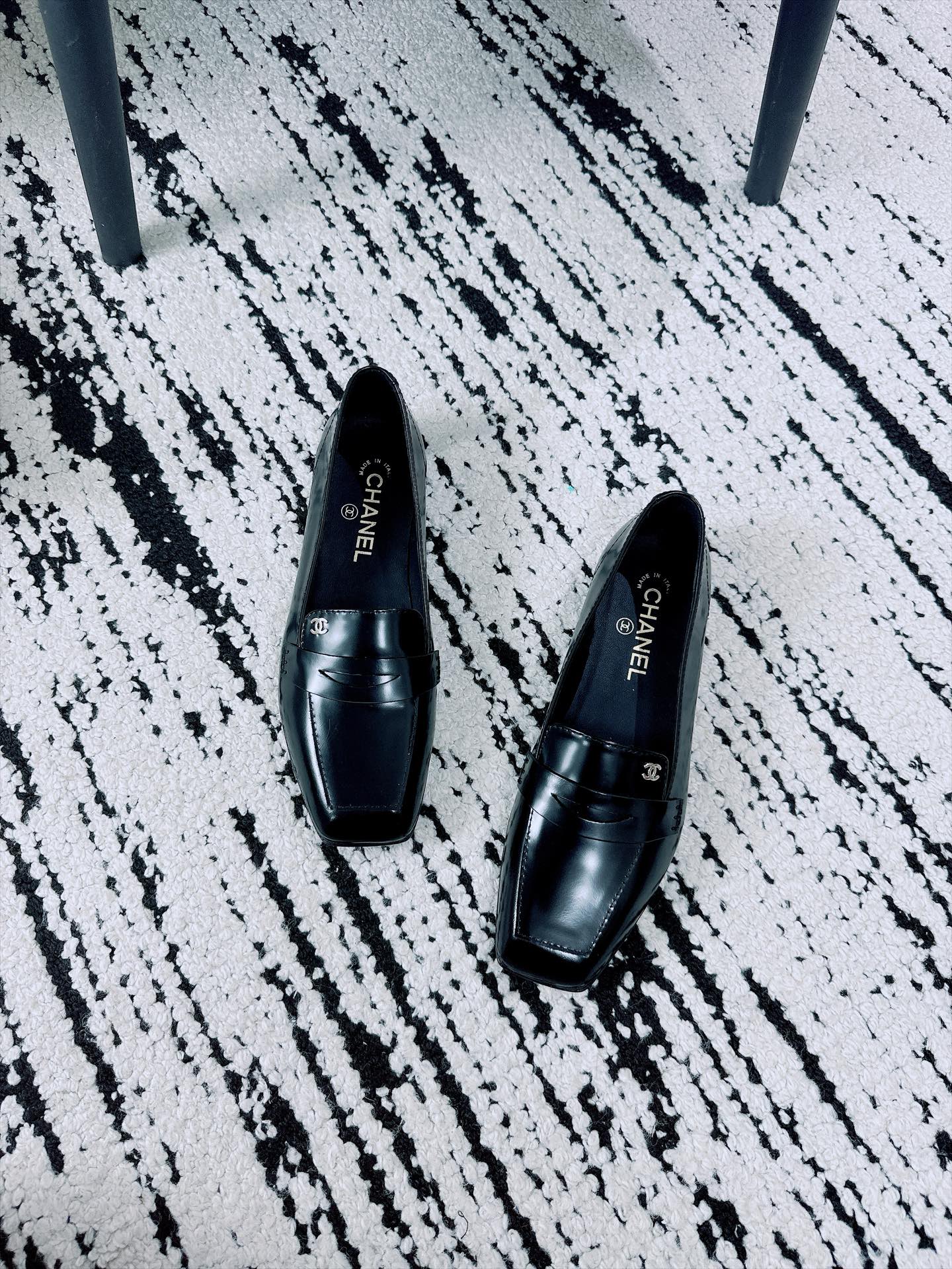 CC AW26 Mocassins Flat Black Shiny Leather 942448