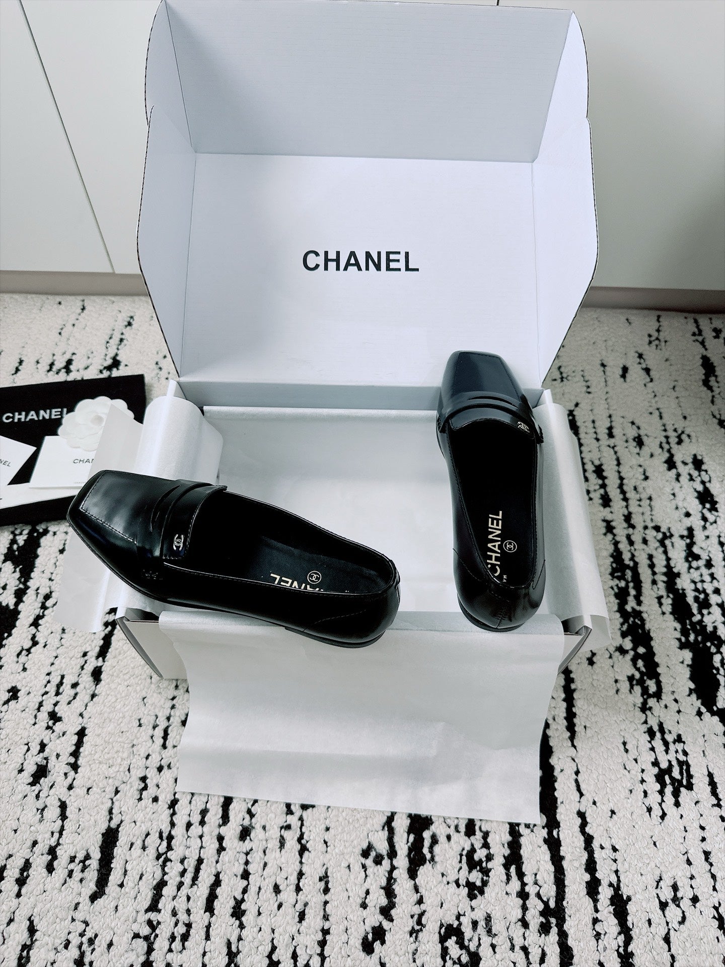 CC AW26 Mocassins Flat Black Shiny Leather 942448