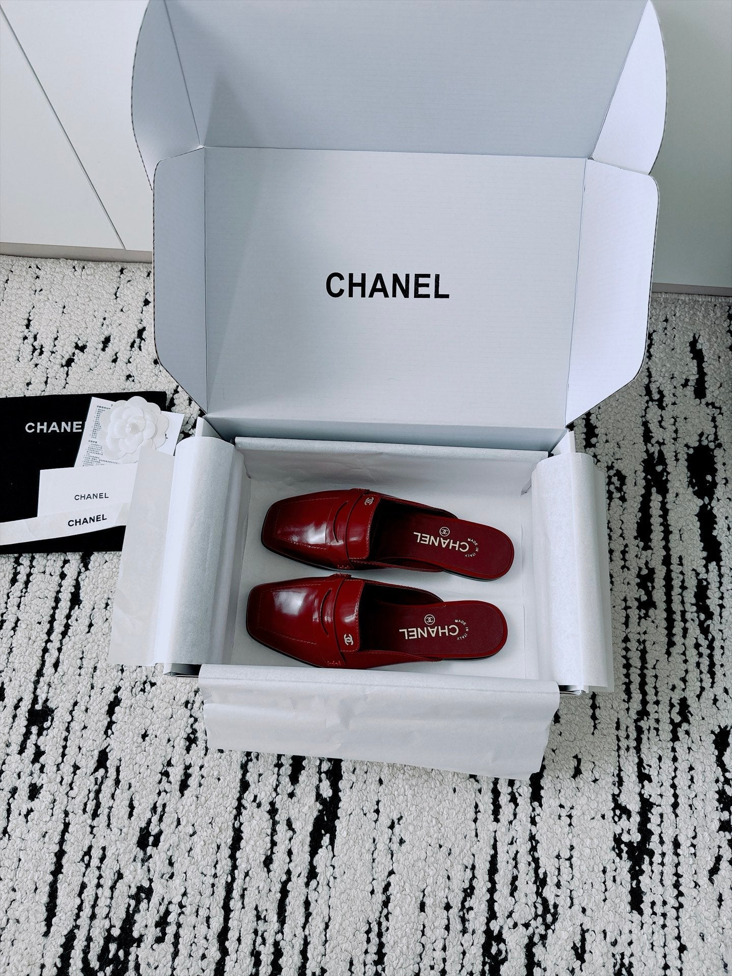 CC AW26 Mocassins Mule Red Shiny Leather 942470
