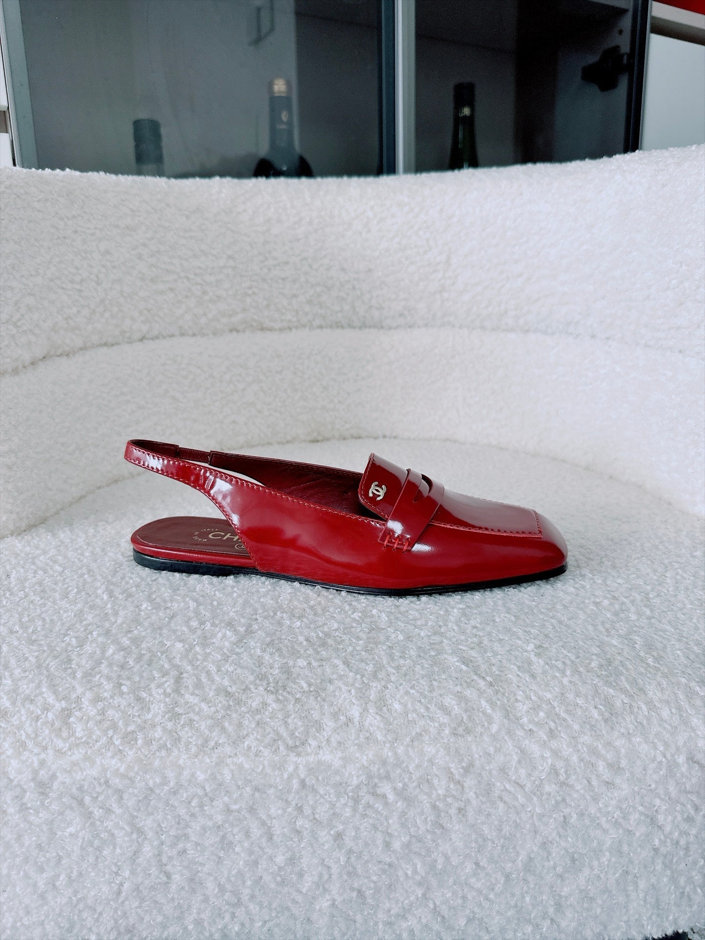 CC AW26 Mocassins Slingback Loafers Burgundy Shiny Leather 942468
