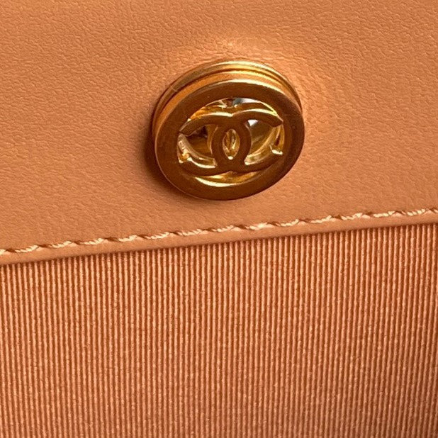 24K Shopping Bag 32cm Brown Calfskin Gold Hardware