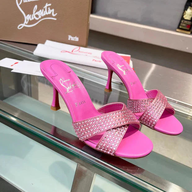 Christian Louboutin 2026 Mariza Is Back Mules 85mm Crystal-Embellished Leather 780497