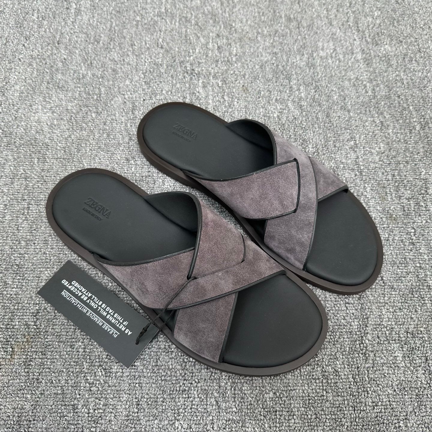 Zegna Men's Sandal Dark Grey Suede Leather 144953