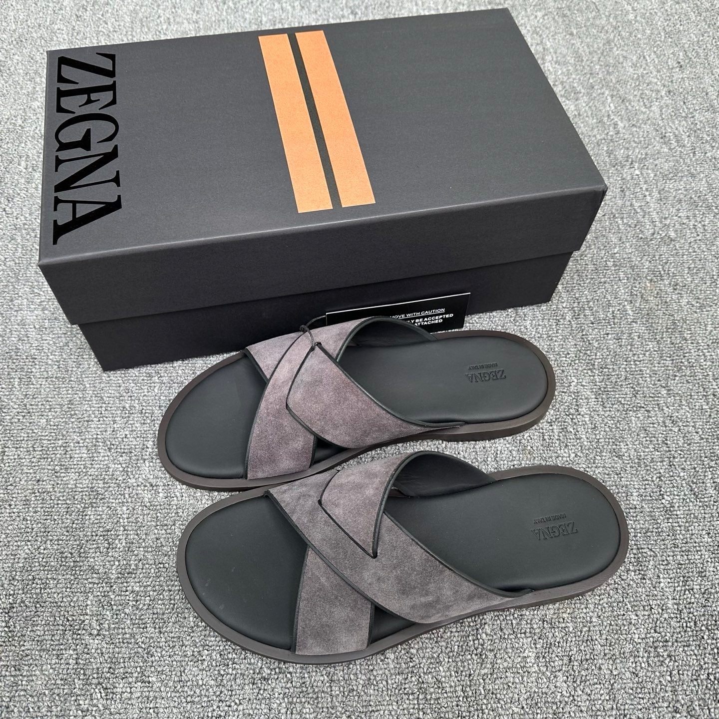 Zegna Men's Sandal Dark Grey Suede Leather 144953