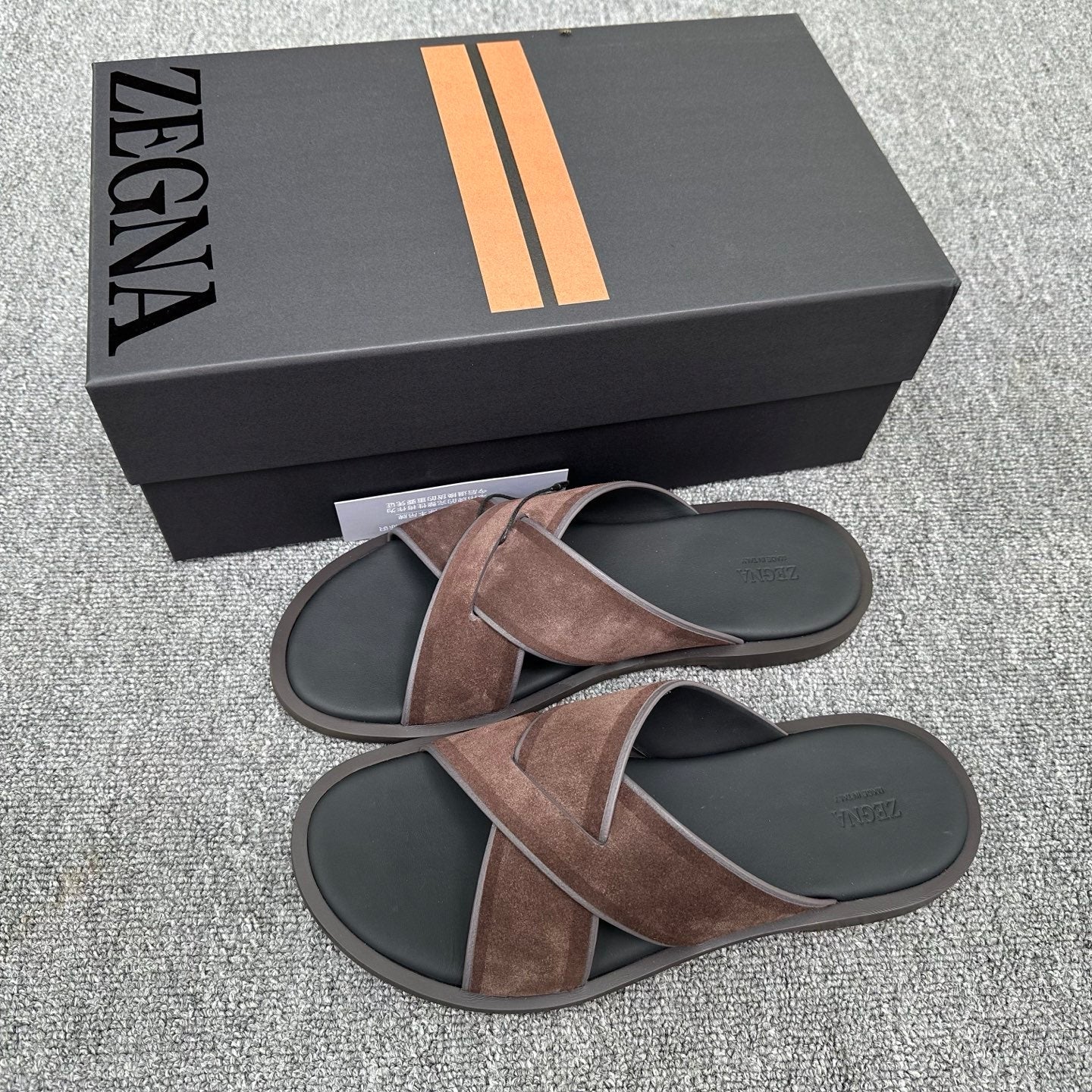 Zegna Men's Sandal Chocolate Suede Leather 144954