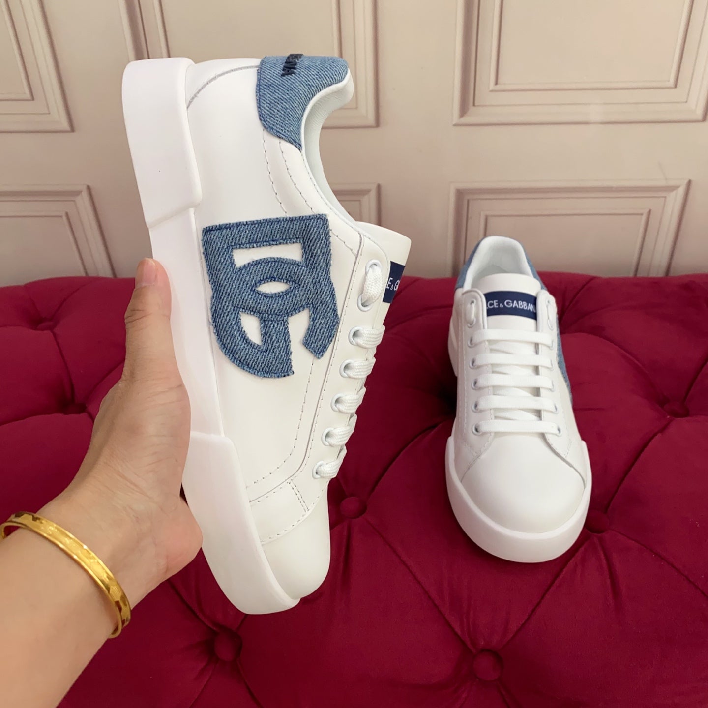DC 25 Portofino Sneakers White Cowhide & Denim 271098