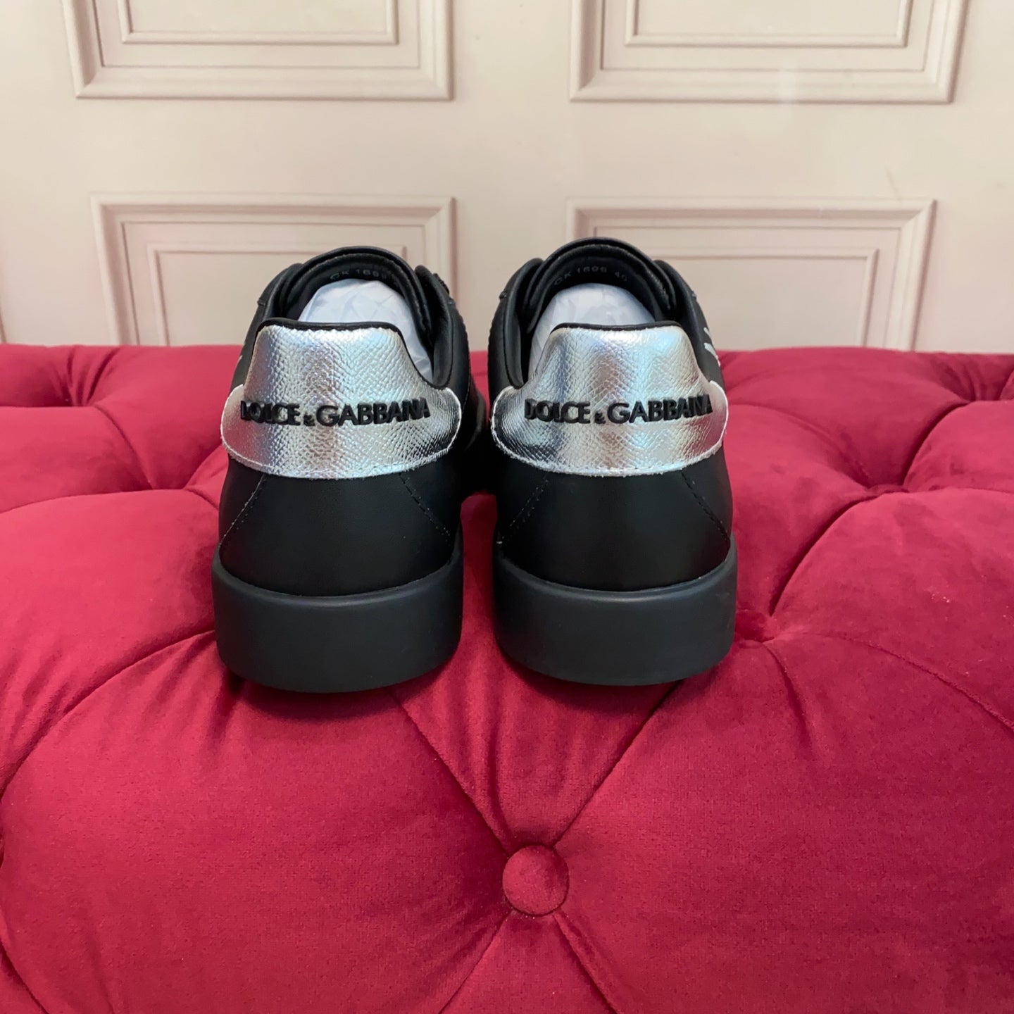 DC 25 Portofino Sneakers Black Eagle-Print & Sheepskin 271107