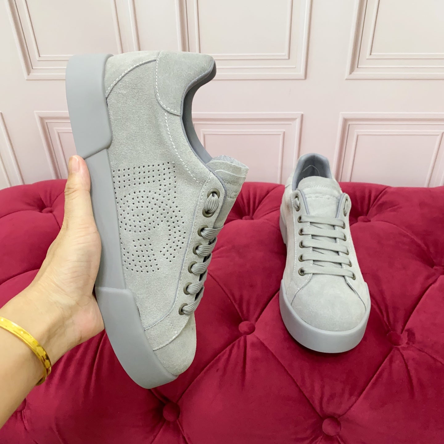 DC 25 Portofino Sneaker Grey Suede & Sheepskin 333874