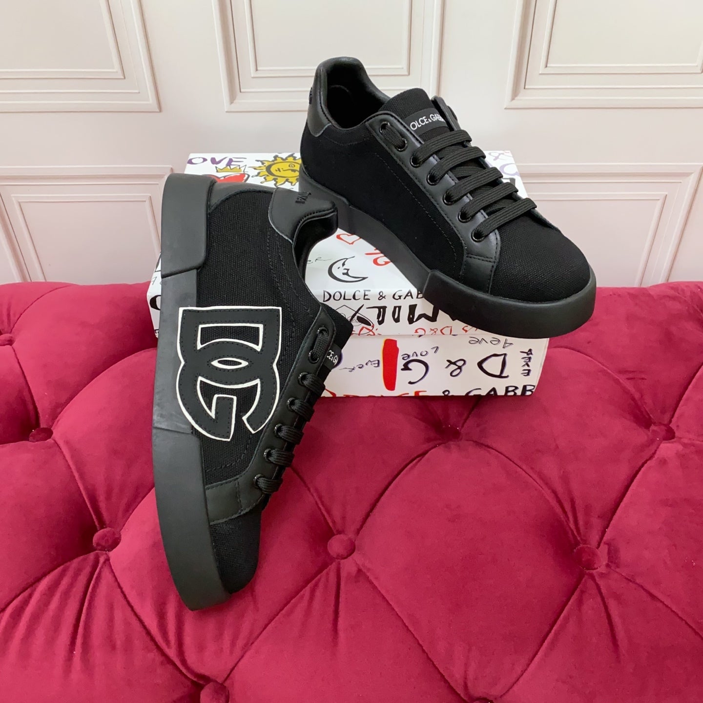 DC 25 Portofino Sneakers Black Cowhide 354916