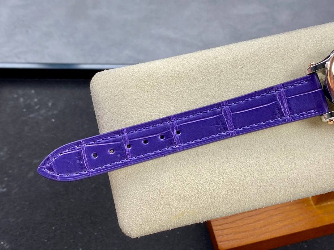 Happy Diamonds 30mm Pink Gold Blue Dial