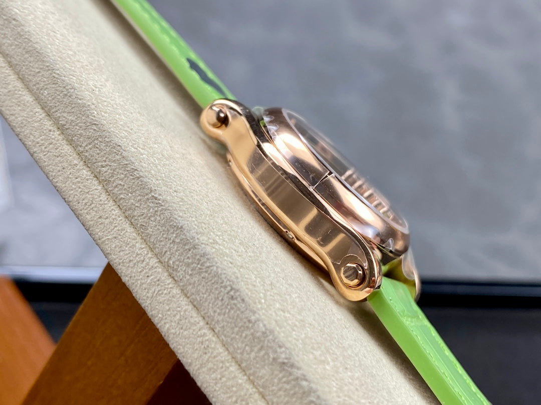 Happy Diamonds 30mm Pink Gold Green Dial