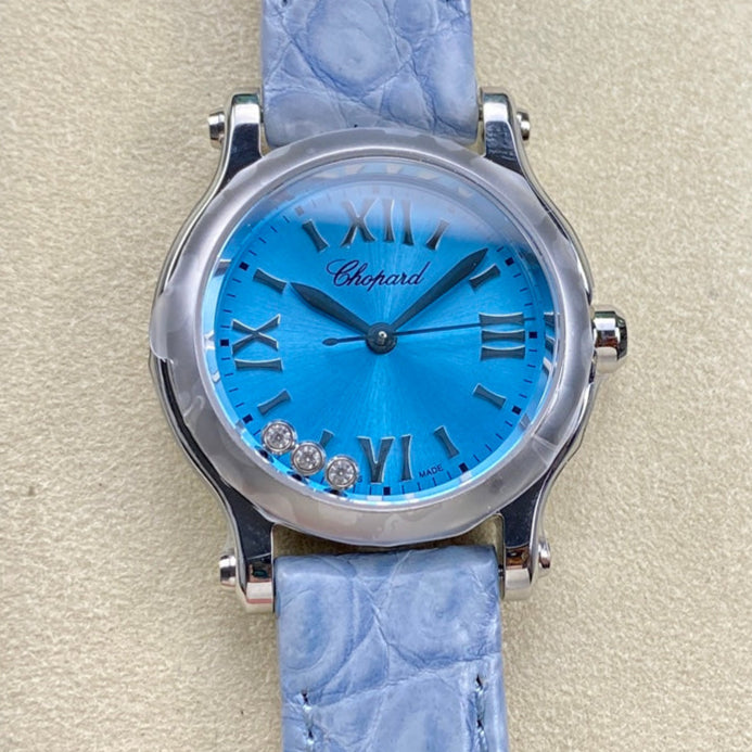Happy Diamonds 30mm Silver Blue Dial
